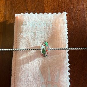 Pandora Retired Christmas Holly Murano Glass Bead 791647